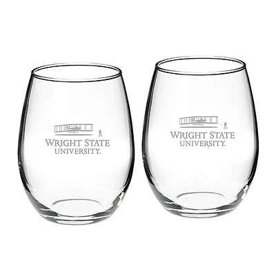 Wright State Raiders 21oz. Two-Piece Stemless Wine Glass Set