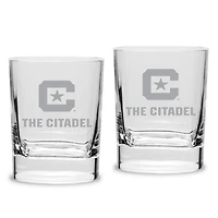 Citadel Bulldogs 11.75oz. Two-Piece Luigi Bormioli Square Double Old Fashion Glasses Set