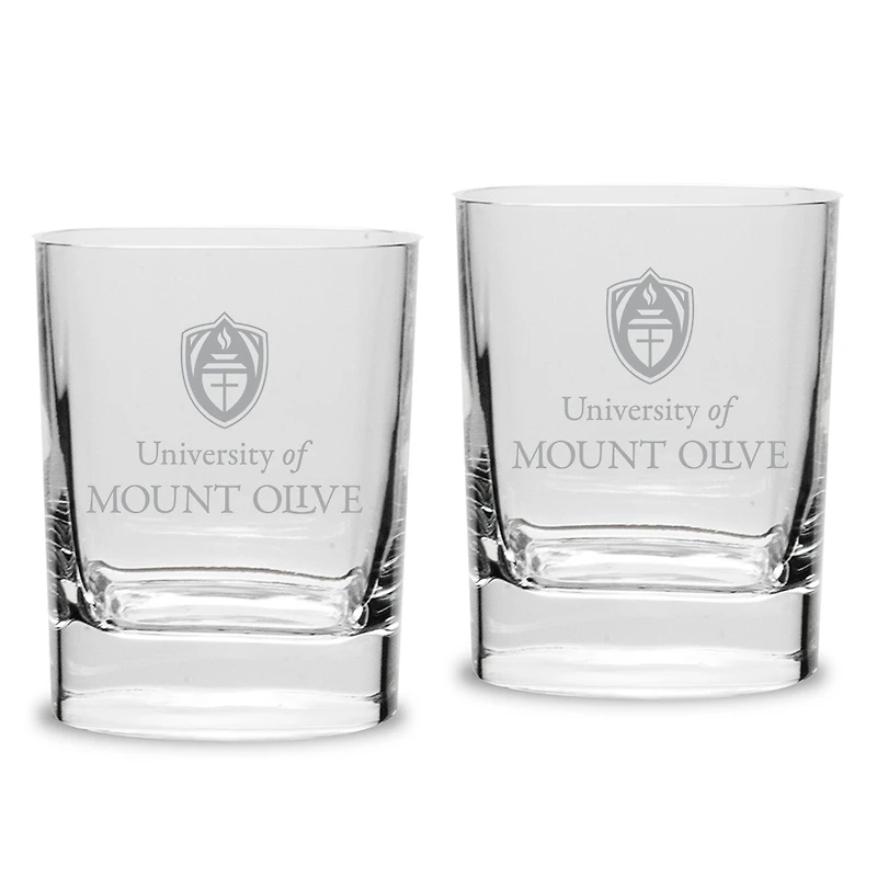 Mount Olive Trojans 11.75oz. Two-Piece Luigi Bormioli Square Double Old Fashion Glasses Set