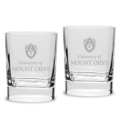 Mount Olive Trojans 11.75oz. Two-Piece Luigi Bormioli Square Double Old Fashion Glasses Set