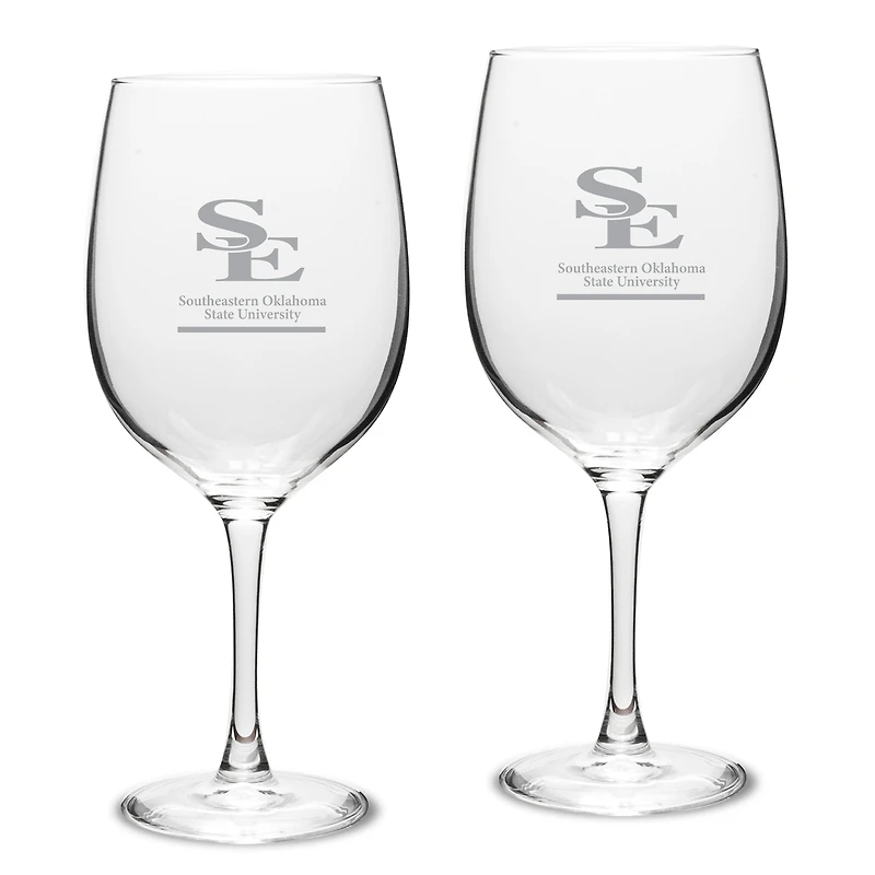 Southeastern Oklahoma State Savage Storm 19oz. Two-Piece Traditional Red Wine Table Glass Set