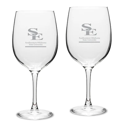 Southeastern Oklahoma State Savage Storm 19oz. Two-Piece Traditional Red Wine Table Glass Set