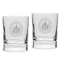 Rhode Island Anchormen 11.75oz. Two-Piece Luigi Bormioli Square Double Old Fashion Glasses Set