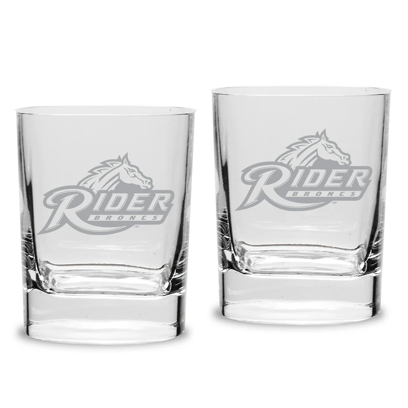 Rider Broncs 11.75oz. Two-Piece Luigi Bormioli Square Double Old Fashion Glasses Set