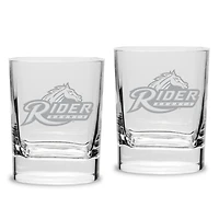 Rider Broncs 11.75oz. Two-Piece Luigi Bormioli Square Double Old Fashion Glasses Set