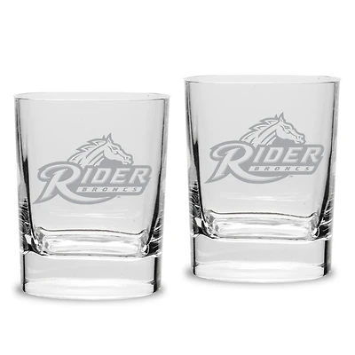 Rider Broncs 11.75oz. Two-Piece Luigi Bormioli Square Double Old Fashion Glasses Set