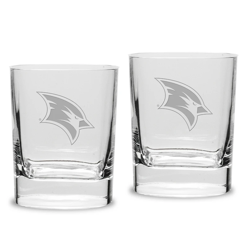 Saginaw Valley State Cardinals 11.75oz. Two-Piece Luigi Bormioli Square Double Old Fashion Glasses Set
