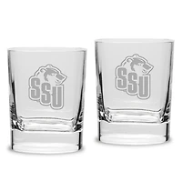 Shawnee State Bears 11.75oz. Two-Piece Luigi Bormioli Square Double Old Fashion Glasses Set