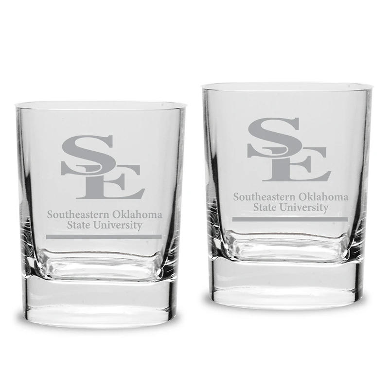 Southeastern Oklahoma State Savage Storm 11.75oz. Two-Piece Luigi Bormioli Square Double Old Fashion Glasses Set