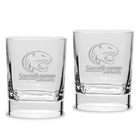 South Alabama Jaguars 11.75oz. Two-Piece Luigi Bormioli Square Double Old Fashion Glasses Set
