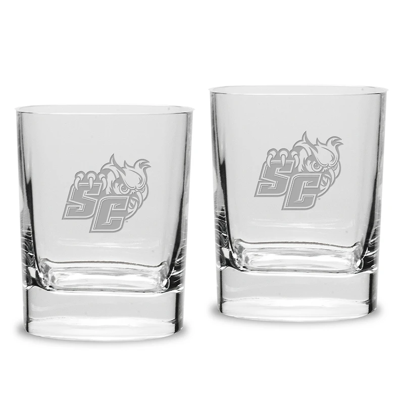 Southern Connecticut State Owls 11.75oz. Two-Piece Luigi Bormioli Square Double Old Fashion Glasses Set