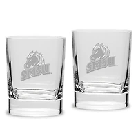 Southwest Minnesota State Mustangs 11.75oz. Two-Piece Luigi Bormioli Square Double Old Fashion Glasses Set