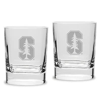 Stanford Cardinal 11.75oz. Two-Piece Luigi Bormioli Square Double Old Fashion Glasses Set