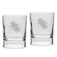 Stephen F Austin Lumberjacks 11.75oz. Two-Piece Luigi Bormioli Square Double Old Fashion Glasses Set
