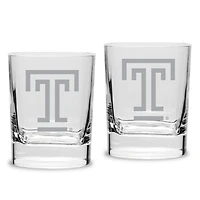 Temple Owls 11.75oz. Two-Piece Luigi Bormioli Square Double Old Fashion Glasses Set