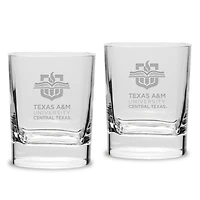 Texas A&M Central Texas Warriors 11.75oz. Two-Piece Luigi Bormioli Square Double Old Fashion Glasses Set