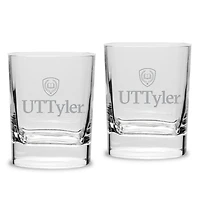 Texas Tyler Patriots 11.75oz. Two-Piece Luigi Bormioli Square Double Old Fashion Glasses Set