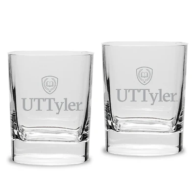 Texas Tyler Patriots 11.75oz. Two-Piece Luigi Bormioli Square Double Old Fashion Glasses Set