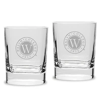Walsh College 11.75oz. Two-Piece Luigi Bormioli Square Double Old Fashion Glasses Set