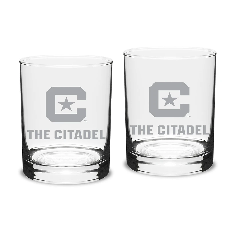 Citadel Bulldogs 14oz. Two-Piece Classic Double Old-Fashioned Glass Set