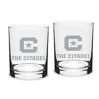 Citadel Bulldogs 14oz. Two-Piece Classic Double Old-Fashioned Glass Set