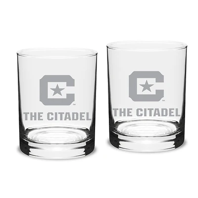Citadel Bulldogs 14oz. Two-Piece Classic Double Old-Fashioned Glass Set