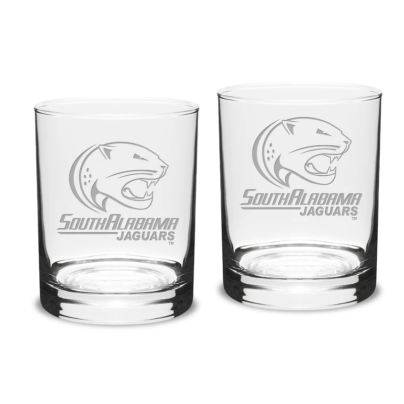 South Alabama Jaguars 14oz. Two-Piece Classic Double Old-Fashioned Glass Set