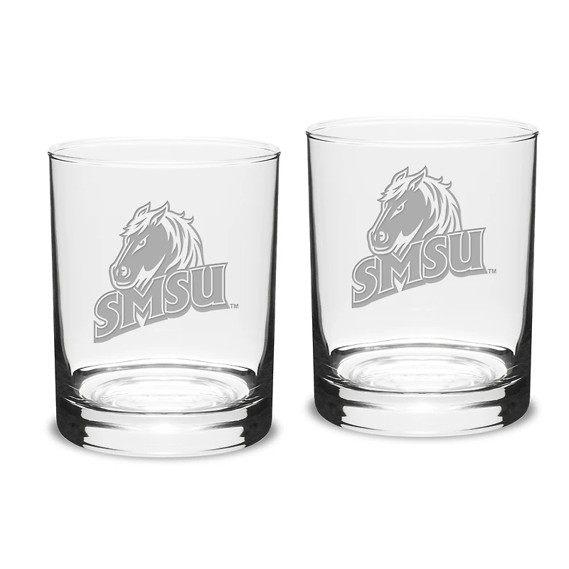 Southwest Minnesota State Mustangs 14oz. Two-Piece Classic Double Old-Fashioned Glass Set