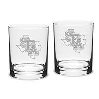 Stephen F Austin Lumberjacks 14oz. Two-Piece Classic Double Old-Fashioned Glass Set