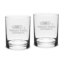 Wright State Raiders 14oz. Two-Piece Classic Double Old-Fashioned Glass Set