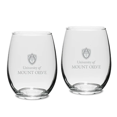 Mount Olive Trojans Two-Piece 15oz. Stemless Wine Glass Set