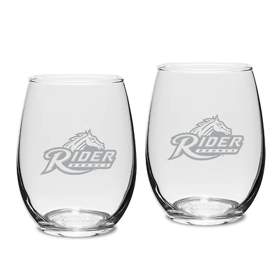 Rider Broncs Two-Piece 15oz. Stemless Wine Glass Set