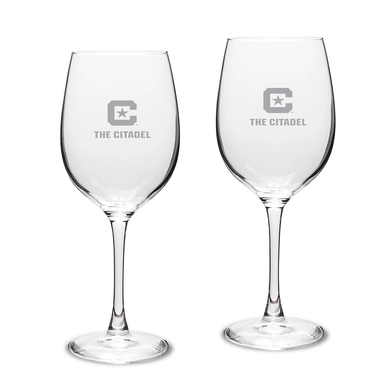Citadel Bulldogs Two-Piece 16oz. Traditional White Wine Glass Set