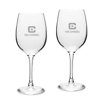 Citadel Bulldogs Two-Piece 16oz. Traditional White Wine Glass Set
