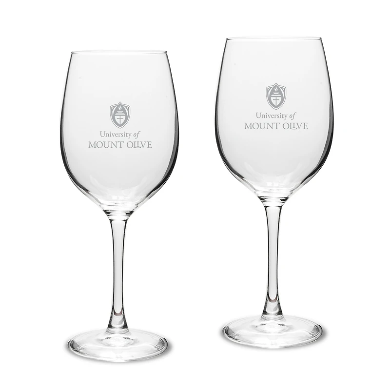 Mount Olive Trojans Two-Piece 16oz. Traditional White Wine Glass Set