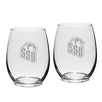 Shawnee State Bears Two-Piece 15oz. Stemless Wine Glass Set