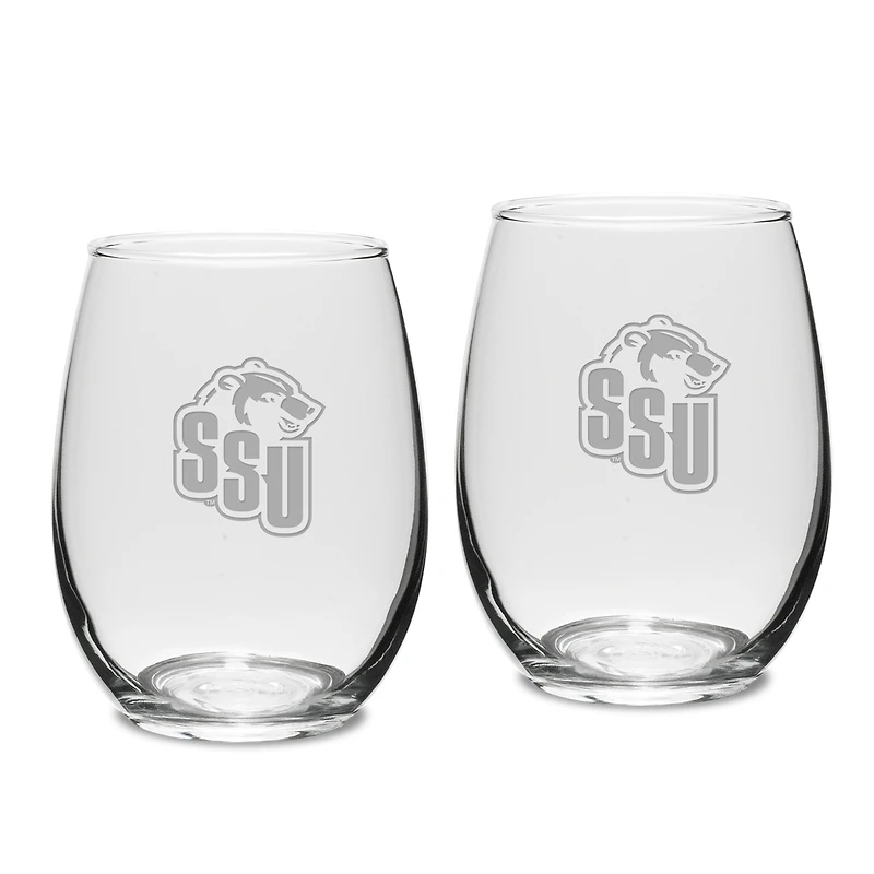 Shawnee State Bears Two-Piece 15oz. Stemless Wine Glass Set