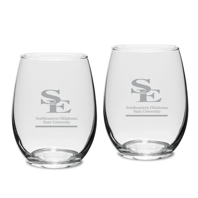 Southeastern Oklahoma State Savage Storm Two-Piece 15oz. Stemless Wine Glass Set