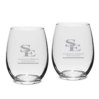 Southeastern Oklahoma State Savage Storm Two-Piece 15oz. Stemless Wine Glass Set