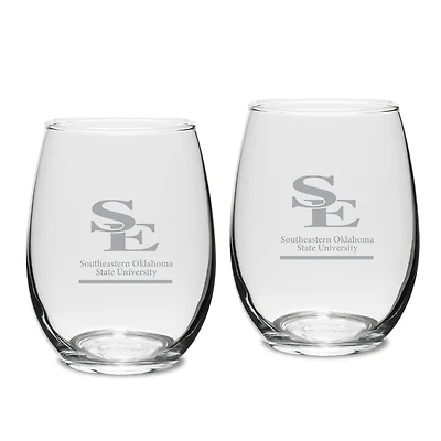 Southeastern Oklahoma State Savage Storm Two-Piece 15oz. Stemless Wine Glass Set