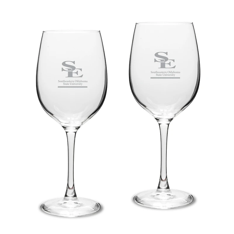 Southeastern Oklahoma State Savage Storm Two-Piece 16oz. Traditional White Wine Glass Set