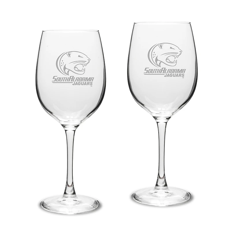 South Alabama Jaguars Two-Piece 16oz. Traditional White Wine Glass Set