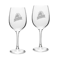 Southwest Minnesota State Mustangs Two-Piece 16oz. Traditional White Wine Glass Set