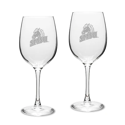 Southwest Minnesota State Mustangs Two-Piece 16oz. Traditional White Wine Glass Set