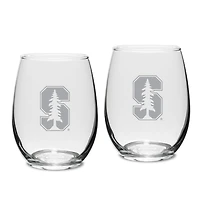 Stanford Cardinal Two-Piece 15oz. Stemless Wine Glass Set