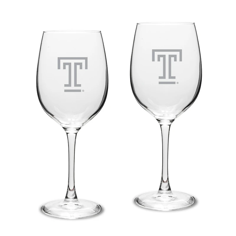 Temple Owls Two-Piece 16oz. Traditional White Wine Glass Set
