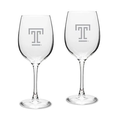 Temple Owls Two-Piece 16oz. Traditional White Wine Glass Set