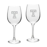 Temple Owls Two-Piece 16oz. Traditional White Wine Glass Set