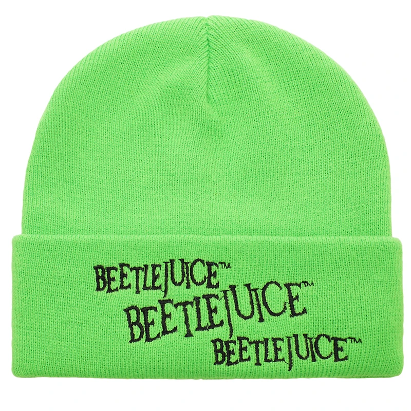 Unisex  Green Beetlejuice  Cuffed Knit Hat