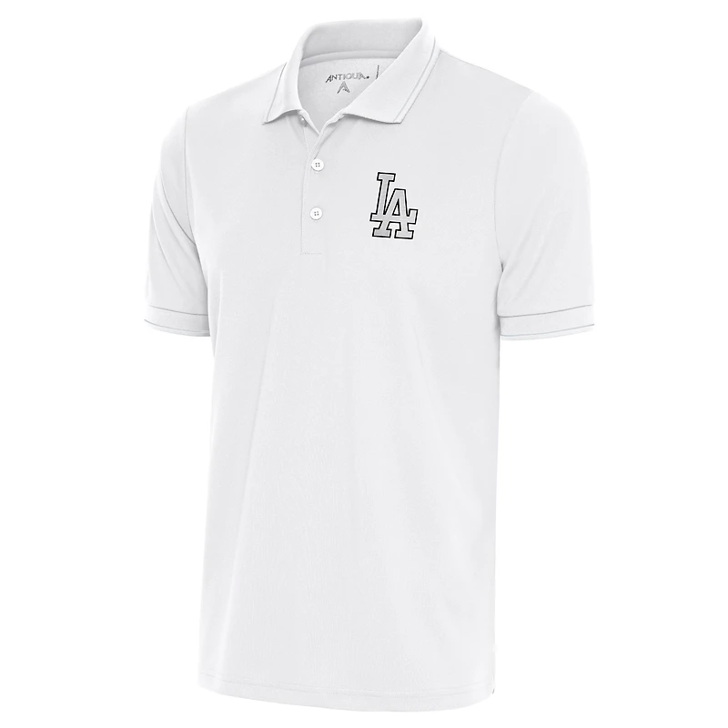 Men's Antigua White Los Angeles Dodgers Metallic Affluent Polo